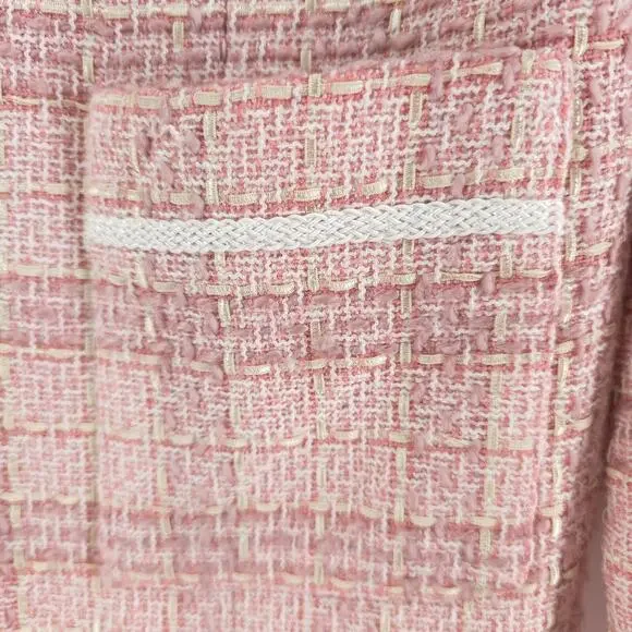 Jaclyn Smith 6 Vintage 90s Twee Quiet Luxury Coquette Tweed Fringe Short Blazer - Picture 7 of 16